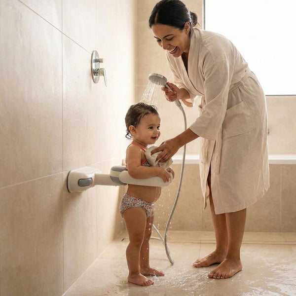حامل الاستحمام الجداري للأطفال — غسل آمن وبلا ألم