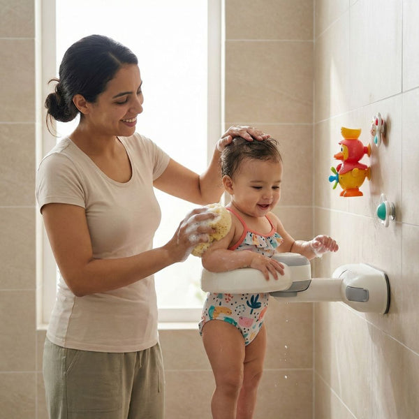 حامل الاستحمام الجداري للأطفال — غسل آمن وبلا ألم