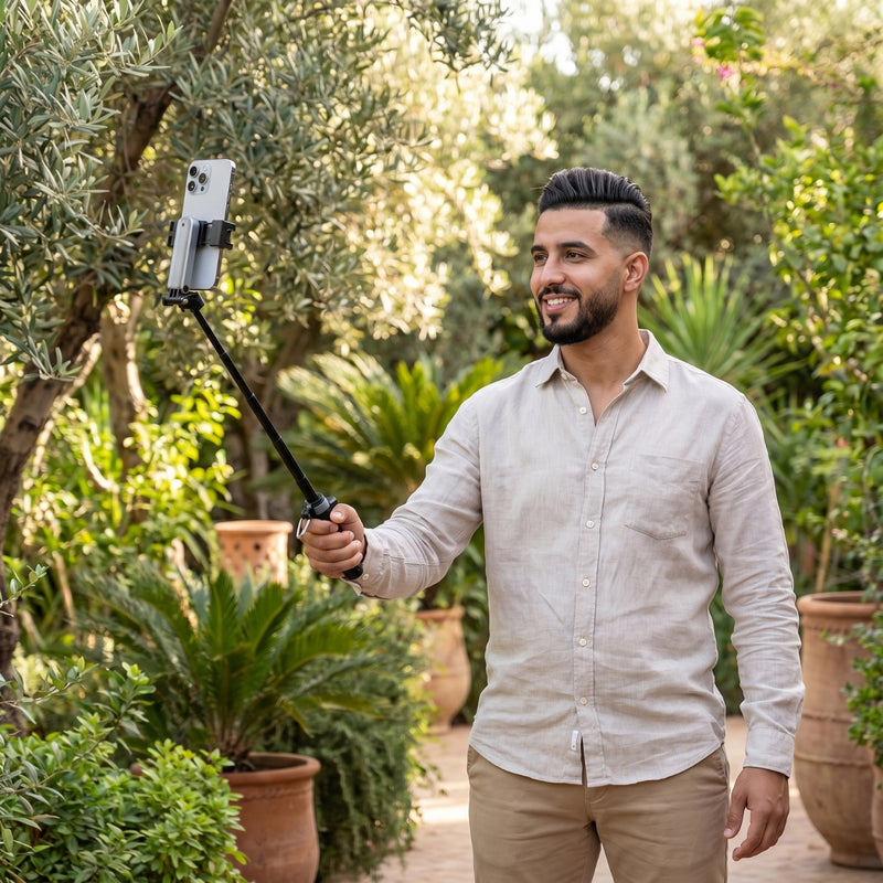 Poignée de prise de vue professionnelle 3 en 1 - Perche à selfie et trépied intégrés