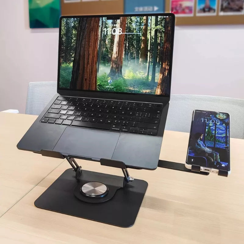 حامل لابتوب دوار °360 مع منافذ USB، حامل هاتف و مروحية