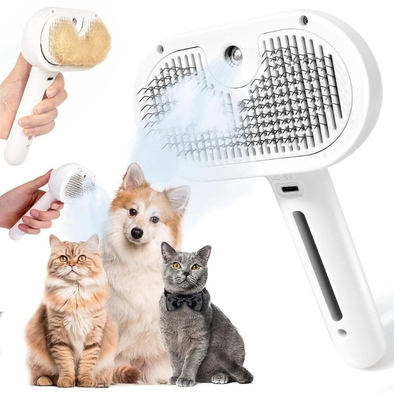 Brosse nettoyante et épilatrice à vapeur pour animaux de compagnie